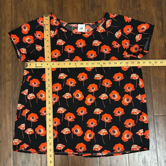 CABI #3251 Flanders Floral Poppy Short Sleeve Blouse w Split Back in Multi - Picture 10 of 10
